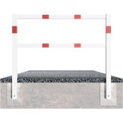Stationary access barriers | welded | with top and quarter-bent bar | hot-dip galvanized and white coatedwith red reflecting stripes | total width: 1500 mm